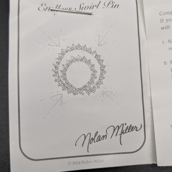 Vintage Brooch by Nolan Miller Endless Swirl Pin with Crystal Accents - Picture 3 of 4